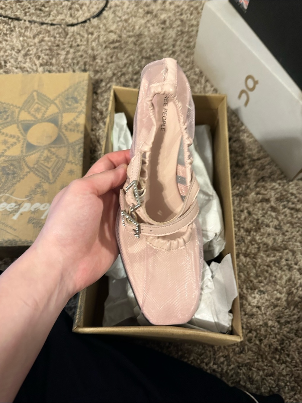 Free People Pink Satin Mary Jane Ballet Flat with Decorative Buckle